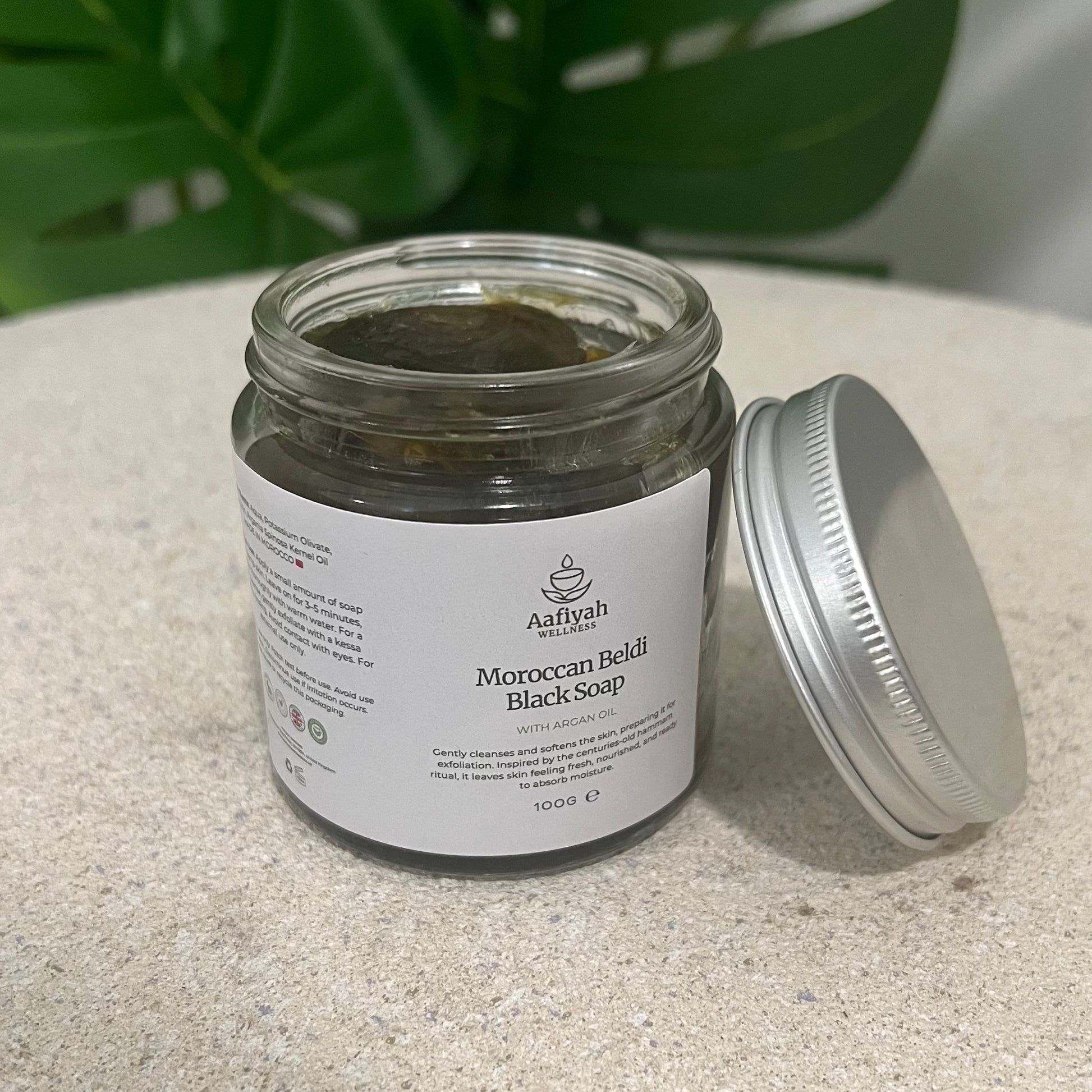 Authentic Moroccan Black Soap with Argan Oil - 100g - Aafiyah Wellness Clinic